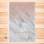 Rose Gold Glitter Ombre Marble Yearly Monogram Planner<br><div class="desc">This design was created though digital art. It may be personalized in the area provided or customizing by choosing the click to customize further option and changing the name, initials or words. You may also change the text colour and style or delete the text for an image only design. Contact...</div>