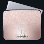 Rose gold glitter ombre metallic foil monogram laptop sleeve<br><div class="desc">Rose gold glitter ombre metallic foil monogram</div>