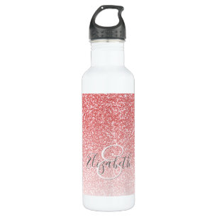 Rose Gold Glitter Ombre Monogrammed 710 Ml Water Bottle