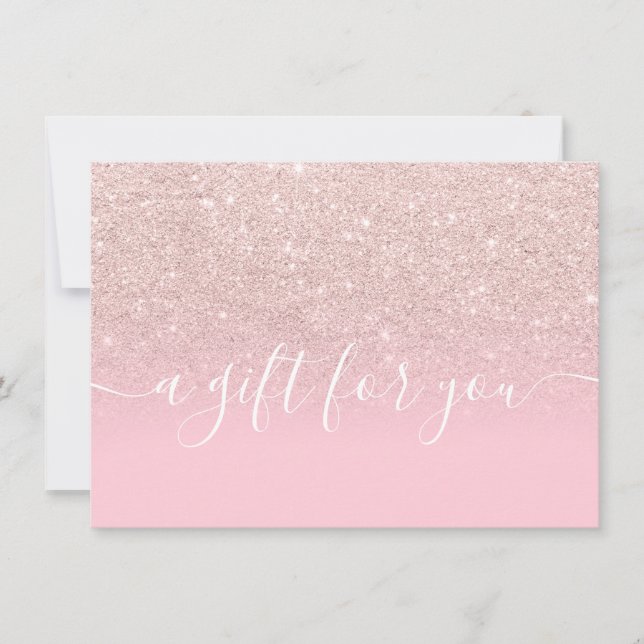 Rose gold glitter ombre pink gift certificate (Front)