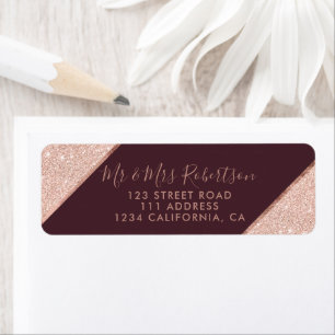 Rose gold glitter ombre script burgundy wedding