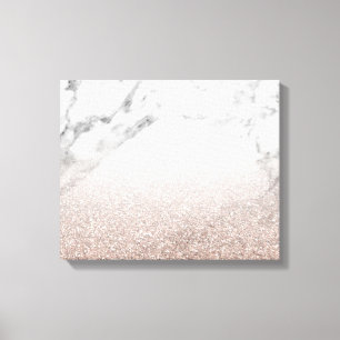 Rose gold glitter on marble canvas print