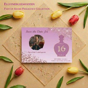 Rose Gold Glitter Paris Fragrance Studio Sweet 16 Save The Date