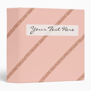rose gold glitter pastel peach stripes pattern binder