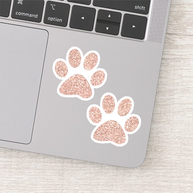 Rose Gold Glitter Paw Prints (Detail)