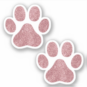 Rose Gold Glitter Paw Prints Pet Lover