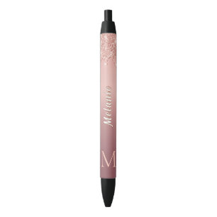 Rose Gold Glitter Pen Personalized Name and Letter