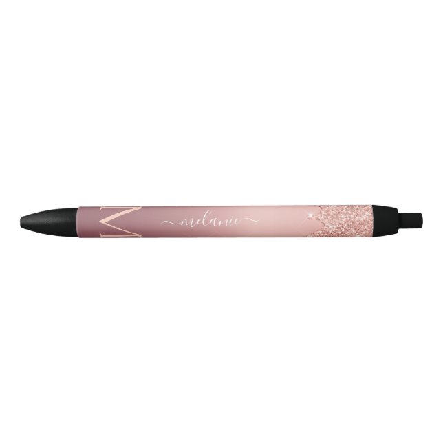 Rose Gold Glitter Pen with Custom Letter Your Name (Front)