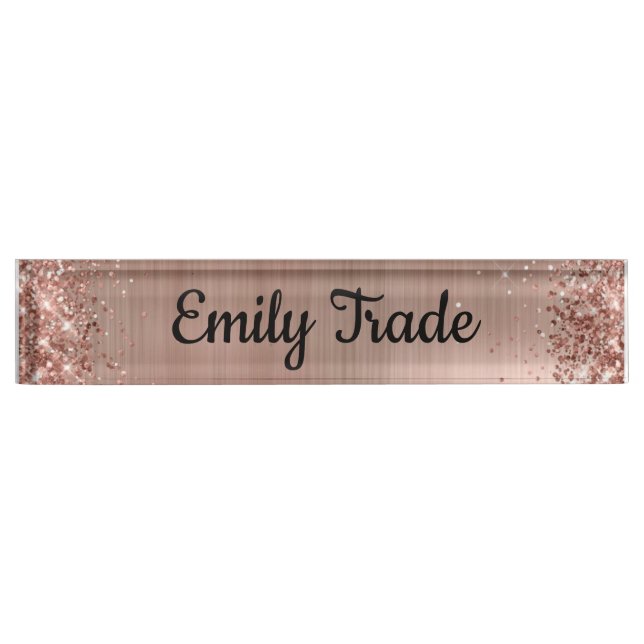 Rose Gold Glitter Pen with Personalized name  Nameplate (Front)