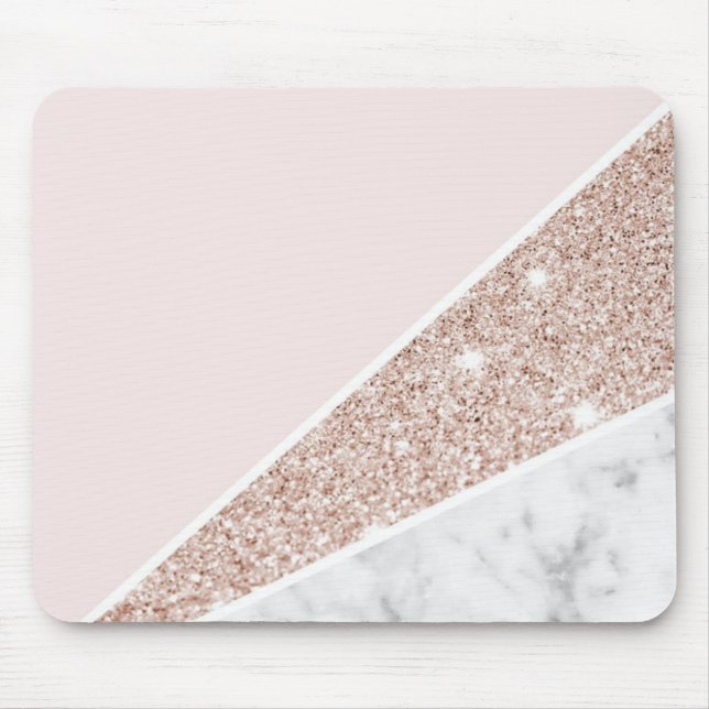 Rose Gold glitter Personalize With your name Roses Mouse Pad (Front)