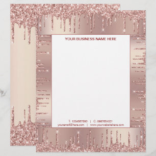 Rose Gold Glitter Personalized Business Stationery