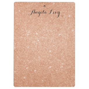 Rose Gold Glitter Personalized Clip board
