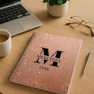 Rose Gold Glitter Personalized Monogram Daily Planner