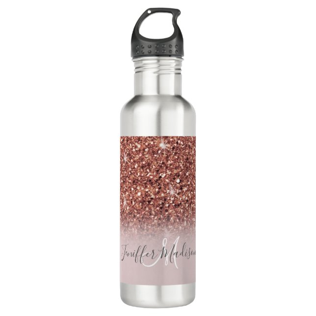 Rose gold glitter Personalized Name                710 Ml Water Bottle (Front)