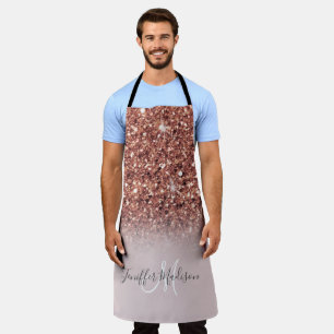 Rose gold glitter Personalized Name                Apron