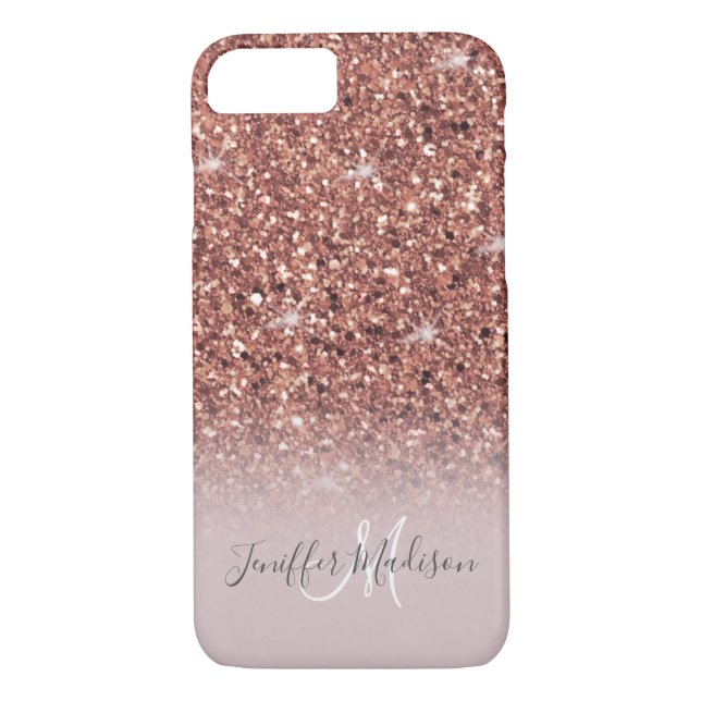 Rose gold glitter Personalized Name                Case-Mate iPhone Case (Back)