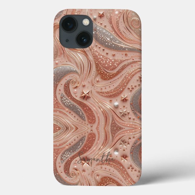 Rose Gold Glitter Personalized Name Case-Mate iPhone Case (Back)