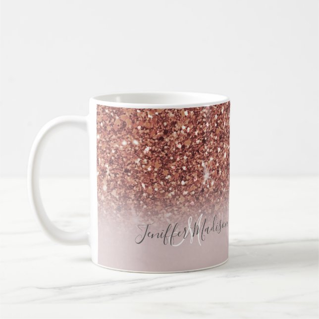 Rose gold glitter Personalized Name                Coffee Mug (Left)