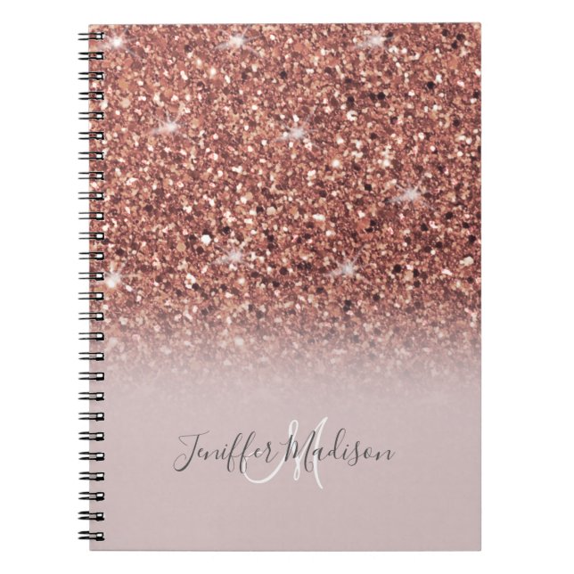 Rose gold glitter Personalized Name                Notebook (Front)
