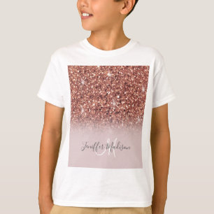 Rose gold glitter Personalized Name T-Shirt