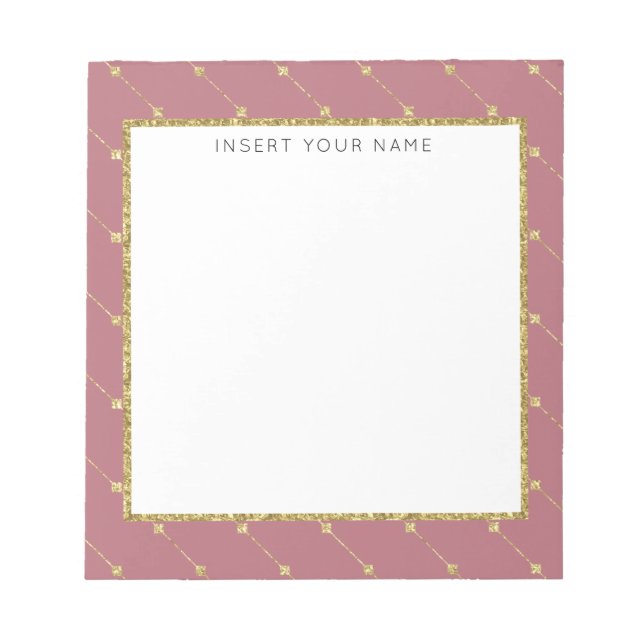 Rose Gold & Glitter Personalized Notepad 5.5" x 6" (Front)