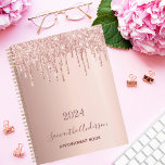 Rose gold glitter pink appointment book 2021 glam planner<br><div class="desc">IN 2021 YOU WILL RECIVE A NOTIFICATION THAT YOU'LL HAVE TO REVIEW NUMER 21 IN RED. THIS IS OK AND YOU DON'T HAVE TO DO ANYTHING. A faux rose gold metallic looking background with elegant rose gold and pink faux glitter drips, paint dripping look. Template for a year. Personalize and...</div>