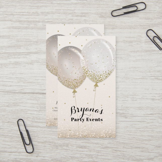 Rose Gold & Glitter Pink Blush Party Event Planner Business Card (Front/Back In Situ)