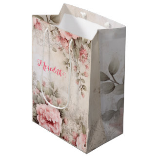 rose gold glitter,pink foil,christmas wrapping pap medium gift bag