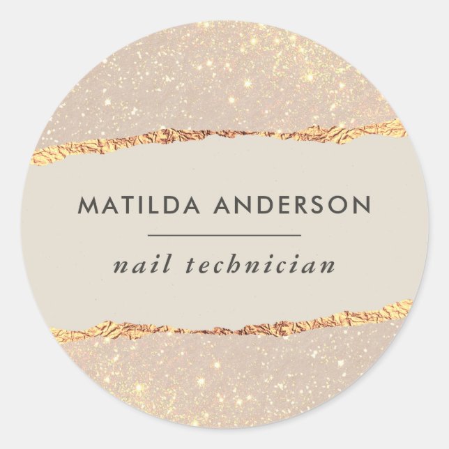 Rose gold glitter pink girly elegant modern classic round sticker (Front)