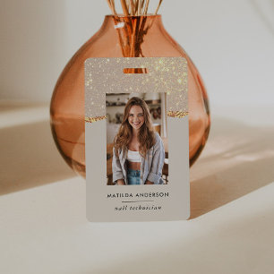 Rose gold glitter pink modern girly elegant badge