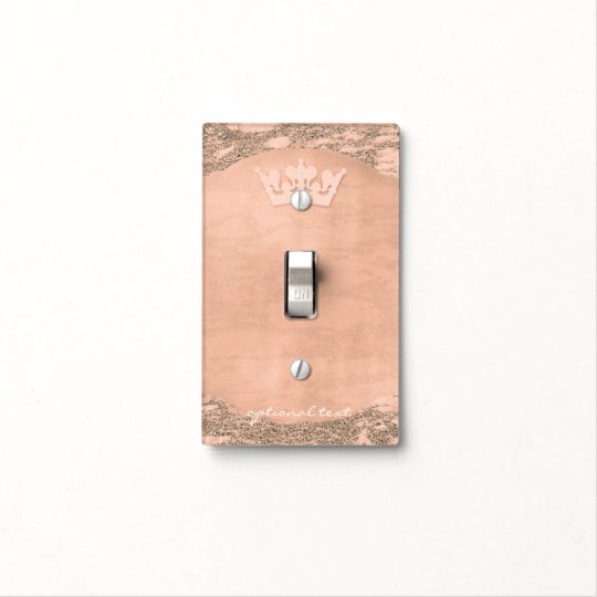Rose Gold Glitter Pink Princess Crown Royal Custom Light Switch Cover
