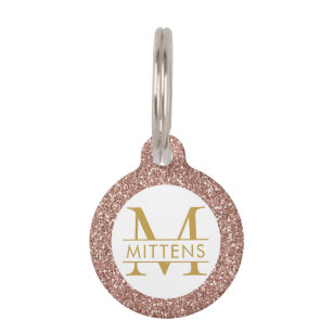 Rose Gold Glitter Pink Sparkle Pretty Girly Pet Tag