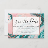 Rose Gold Glitter Pink Teal Swirly Painted Marble