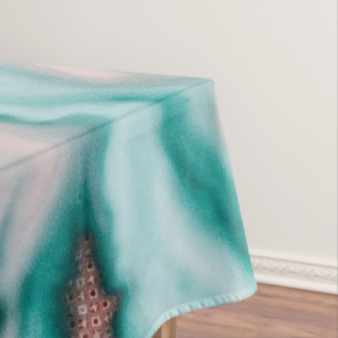 Rose Gold Glitter Pink Teal Swirly Painted Marble Tablecloth