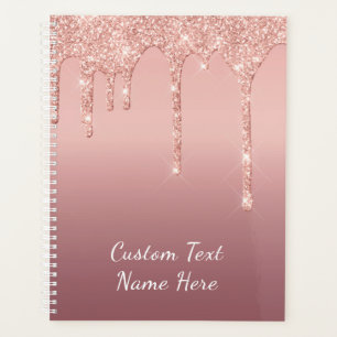Rose Gold Glitter Planner with Custom Text