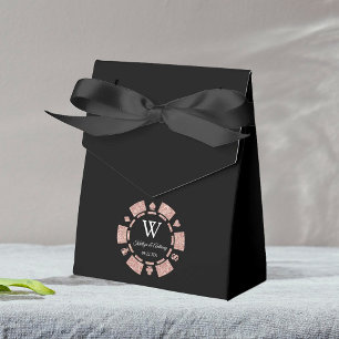 Rose Gold Glitter Poker Chip Casino Wedding Favor Box