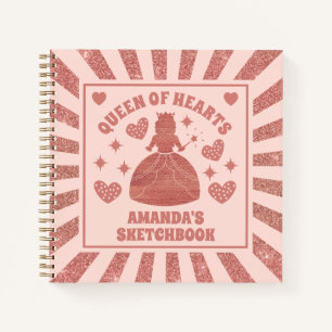 Rose Gold Glitter Queen Of Hearts Kids Sketchbook Notebook
