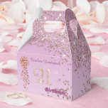 Rose Gold Glitter & Ribbon 21st Birthday Favor Box<br><div class="desc">Beautiful Rose Gold Glitter and Shiny Rose Gold Ribbon with a unique rose gold glitter number 21.</div>