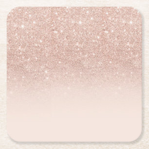 Rose Gold glitter Roses faded matching iPhone colo Square Paper Coaster