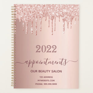 Rose gold glitter salon appointments 2026 business planner