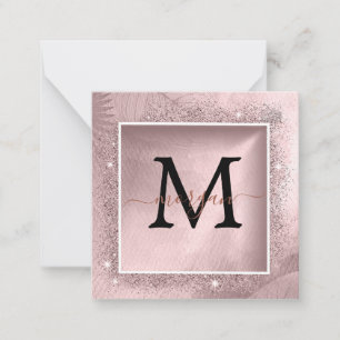 Rose Gold Glitter Script Monogram Card