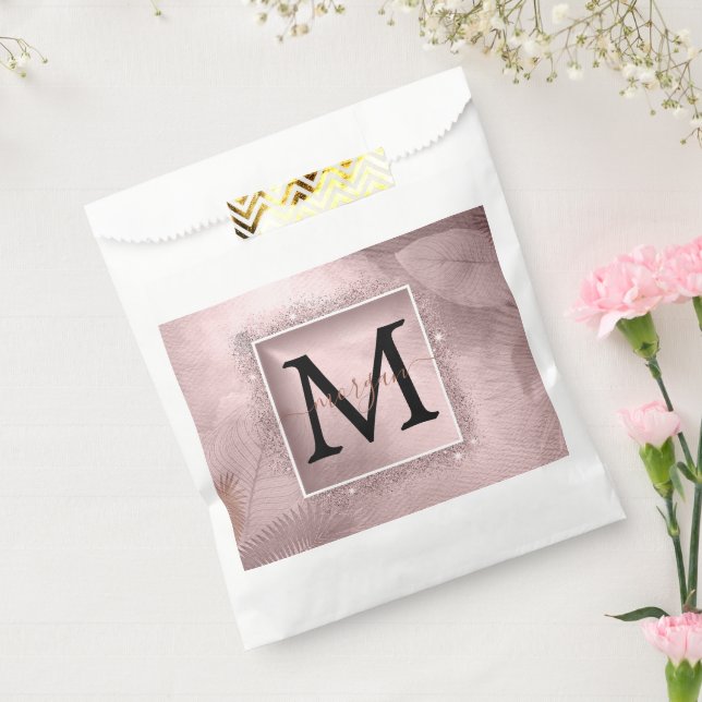 Rose Gold Glitter Script Monogram Favour Bag (Sealed)