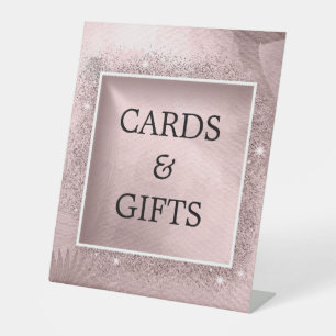 Rose Gold Glitter Script Monogram Pedestal Sign