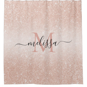 Rose Gold Glitter Script Name Monogram