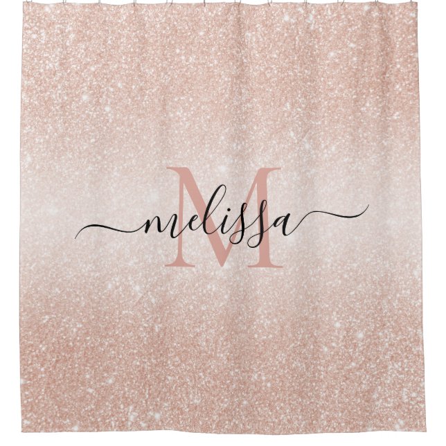 Rose Gold Glitter Script Name Monogram (Front)