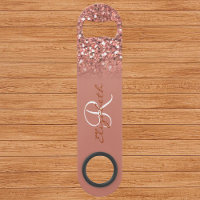 Rose Gold Glitter Sequin Look Monogram Stylish