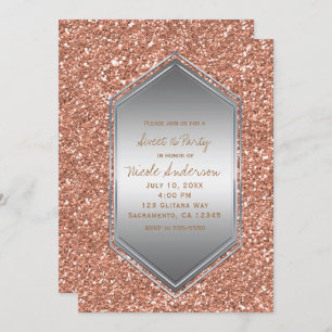 Rose Gold Glitter Silver Birthday Party Any Event Invitation