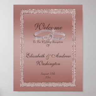 Rose Gold Glitter & Silver Wedding Rings  Poster