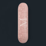 Rose Gold Glitter Skateboard Custom Name Letter<br><div class="desc">Skateboards with Personalized Monogram Custom Letter and Name Text Rose Gold Blush Glitter Sparkle Personalized Birthday - Anniversary or Wedding Skateboard / Gift / Suppliest - Add Your Letter / Name - Text or Remove - Make Your Special Gift - Resize and move or remove and add text / elements...</div>