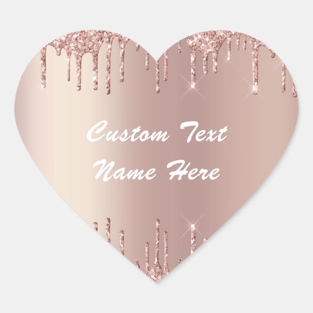 Rose Gold Glitter Sparkle Custom Text Name Sticker (Front)